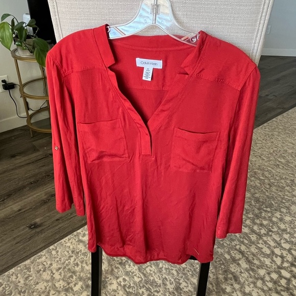 Lot Bundle of Calvin Klein Business Causal Blouses in EUC, Red & Black, M - Picture 7 of 11